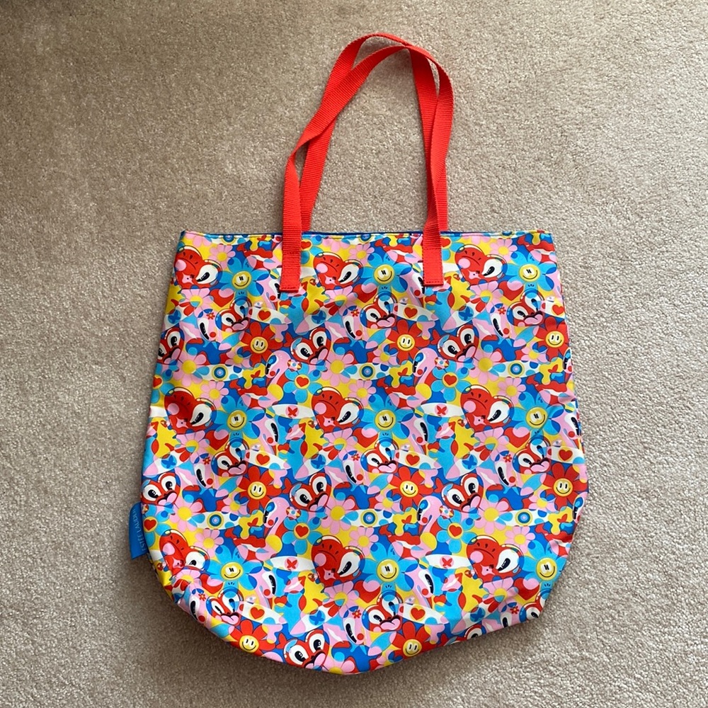 Heart and flowers colorful tote bag